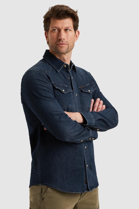 PME legend long sleeve shirt blue denim wash